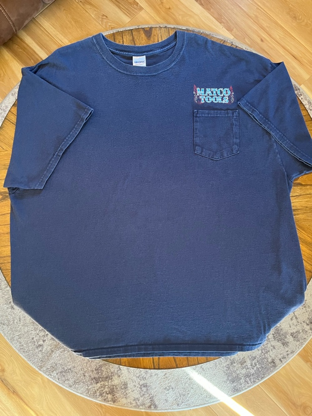 Gildan Navy and White Ultra Cotton Label Tee